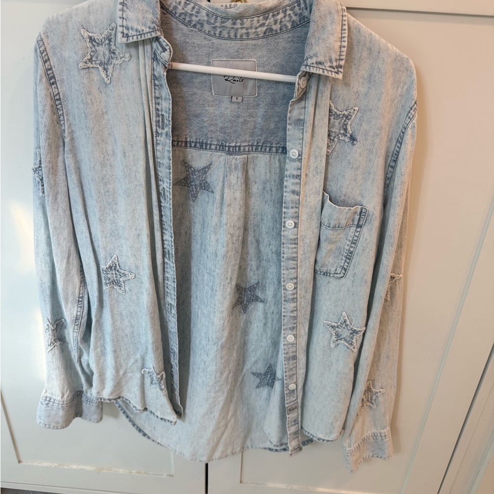 RAILS Denim Star Embroidered Shirt